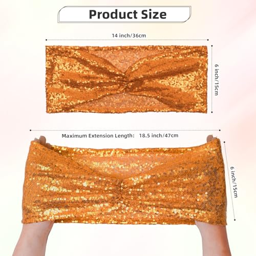 Orange Sequin Chair Sashes 14x6 Inch Pack of 50 - Wedding Party Decorations