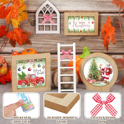 Interchangeable Tiered Tray Decor Set with 95 Seasonal Pieces - Farmhouse Home Decor