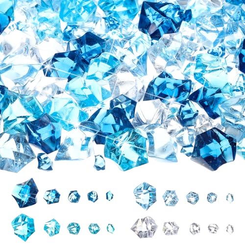 Blue Series Fake Ice Cubes & Crushed Rocks Set - 1140 Pcs Vase Fillers & Party Decor