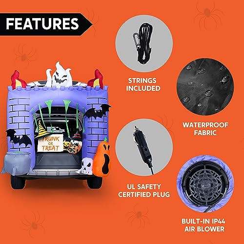 6 ft Halloween Inflatable Haunted Castle with LEDs for Car Trunk & Outdoor Decor
