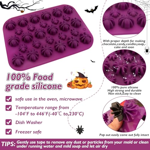 Halloween Silicone Mold 2-Pack Spider-Shaped Cake & Candy Molds, Food Grade Non-Stick, 28 Cavities