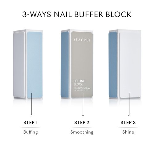 SEACRET Minerals Professional Nail Buffing Block, 3 Ways Buffing Block The Secret for Shiny Nails, Manicure & Pedicure, Pack of 2