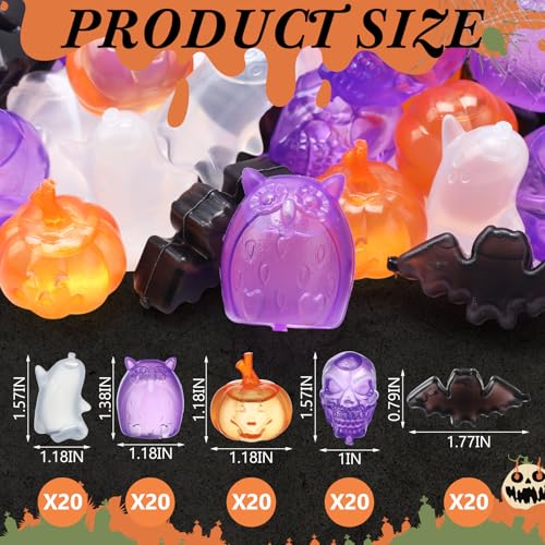 Halloween Reusable Ice Cubes Set - Ghost & 99 Other Shapes for Drinks & Decor - 100 Pieces