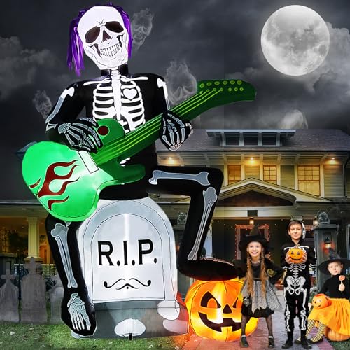 7 FT Halloween Inflatable Skeleton Ghost Outdoor Decorations with LED Lights