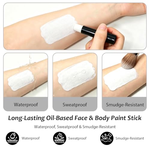 White Face & Body Paint Sticks - 3 Pack for Makeup, Cosplay & Sports