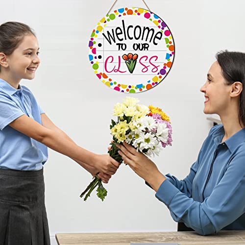 Interchangeable Classroom Welcome Sign with 13 Seasonal Icons - Vintage 14 Variation