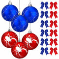 Syhood Spider Christmas Tree Ornaments Set - 24 Pc Holiday Decorations with Web & Bows