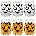 Halloween Bat Stemless Wine Glasses Set 18 Oz - Clear Party Cups