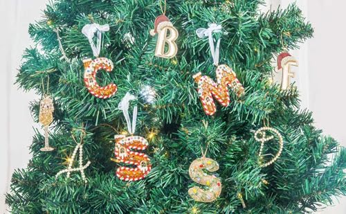 Christmas Letter Ornament - Gold Initial M for Tree & Festive Decor