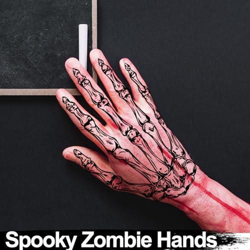 Skeleton Hands Temporary Tattoos - Left & Right Bone Designs for Halloween - Variation of SkullHand4-B