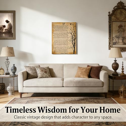 Kipling Poem Canvas Wall Art - 12x16 Inch Inspirational Decor with Frame & Hooks Variation of This Listing