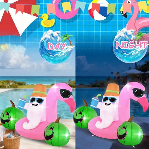 6FT Inflatable Elf Firebird Swimming Ring with LED Lights - Outdoor Holiday Decor