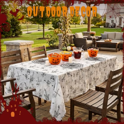 Skeleton Tablecloth Halloween Decorations - 85x108in Skull Cover - Variation of Skeleton Listing