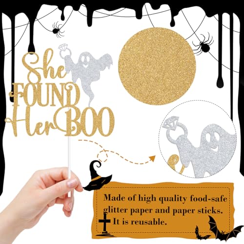 Halloween Wedding Cake Topper - She Found Her Boo Romantic Party Decor