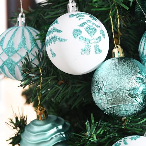 Cerulean Christmas Ball Hanging Ornaments Set - 36 Large Green Shatterproof Decorations