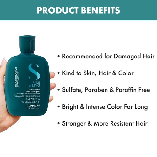 Alfaparf Milano Semi Di Lino Reparative Shampoo - Sulfate & Paraben Free for Damaged Hair - Professional Quality