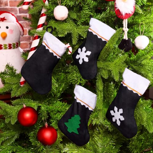 Black Felt Christmas Stockings Bulk Set - Gold Trim, 30 Pieces