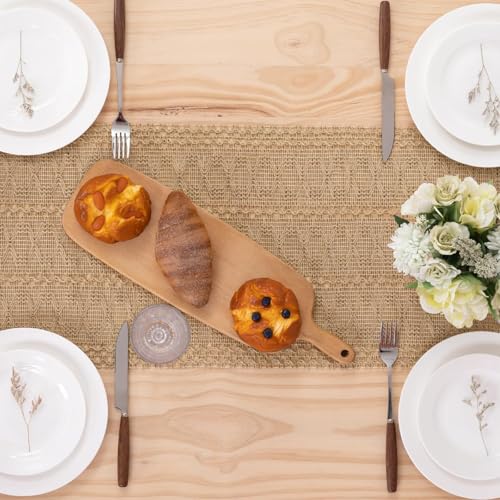 Burlap Boho Table Runner 12x120 Inches for Farmhouse & Rustic Decor - Brown