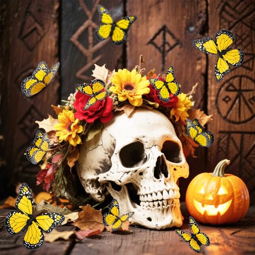 Yellow Monarch Butterfly Decor Set - 48pcs with 4 Sizes & Magnet Attachments