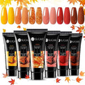 UR SUGAR Fall Winter Gel Extension Nail Set - 6 Colors with Autumn Maple Leaf Variation
