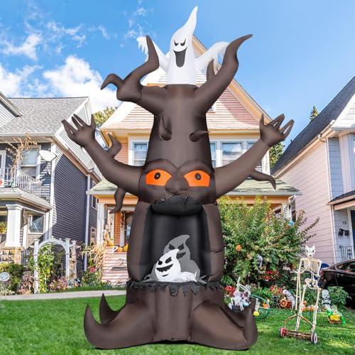 9 Ft Inflatable Halloween Dead Tree with Ghosts & LED Lights Outdoor Decor