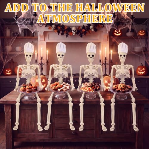 Chef Skeleton Halloween Candy Bowl Set - 35 Inch Spooky Skeleton Serving Dish with Chef Hats