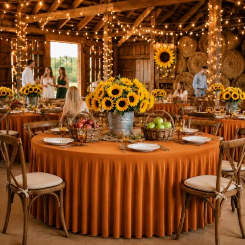 Burnt Orange Round Tablecloth 72 Inch - 4 Pack Fall Wedding Party Decor