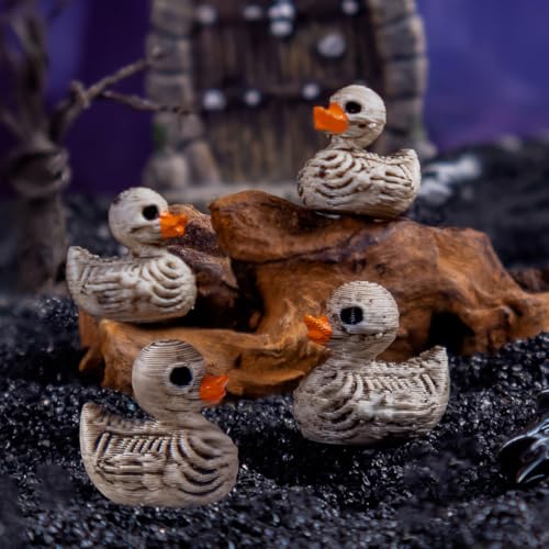 Mini Skeleton Duck Figurines for Halloween Decorations - 100 Pcs