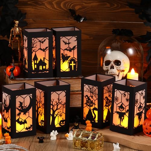 Halloween Lantern Table Decor Set - 12pcs Glowing Centerpieces with Yellow Light - Variation of THIS listing