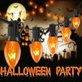 Orange String Lights - 25Ft C7 Outdoor Halloween Decor with 27 Bulbs - Black Wire, Waterproof