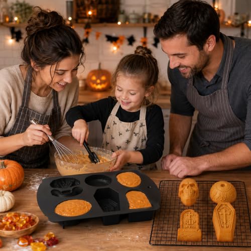 Skull Cake Pan Silicone Mold Halloween Baking & Party Ice Cube Set - Variation B