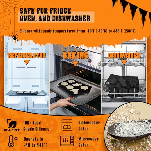 Halloween Silicone Mold Set 4pcs - 19 Spooky Shapes for Baking & Crafts