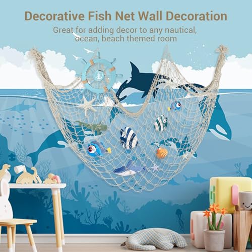 X-Large Beige Decorative Fish Net for Party & Home Decor - 2 Pack