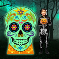 Life Size Day of The Dead Sugar Skull Cardboard Cutout - Fluorescent Halloween Decor