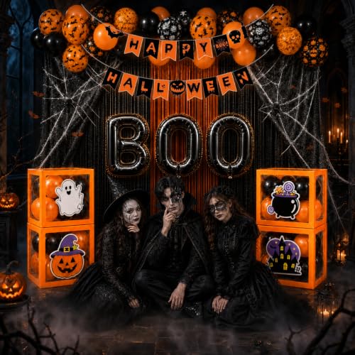 128 Pcs Halloween Party Decorations Kit with Banners Balloons & Bat Decor - Variation of THIS listing