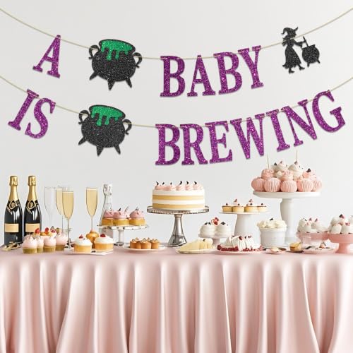 Baby Shower Banner - Glitter Halloween Decorations for Baby Shower