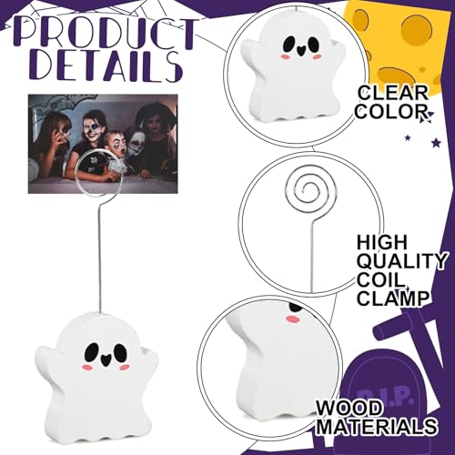 Halloween Wooden Place Card Holders Set of 12 Ghost Pumpkin Black Cat Table Markers