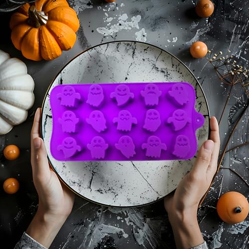 Halloween Silicone Candy & Chocolate Molds - Pumpkin & Ghost Shapes, 4 Pack