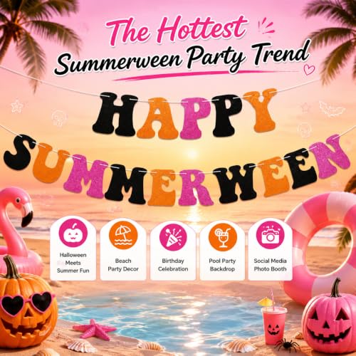 Summerween Party Decorations Pink Halloween Banner for Girls & Teens