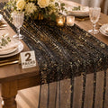 Niuara Black Gold Foil Tulle Table Runner 2 Pack - 27.5 x 120 Inches