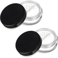 HAHIYO 2Pcs 20ml/0.68oz Plastic Empty Travel Compact Case Makeup Cosmetic Jar Refillable Powder Box No Leak Holder with Rotatable Sifter and Black Screw Lid