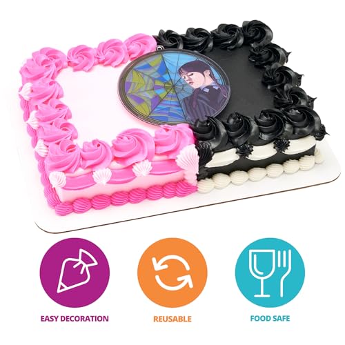 Wednesday Addams Cake Topper - Stained Glass Effect, Food Safe, 4.8"