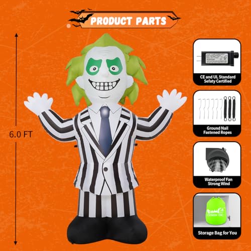 6 FT Halloween Inflatable Suit Weirdo with LED Lights Outdoor Yard Decor
