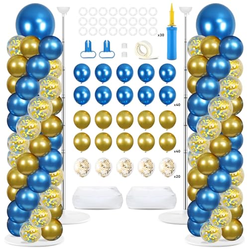 Adjustable Balloon Column Stand Kit with Bases Navy Blue & Gold - Reusable Party Decor