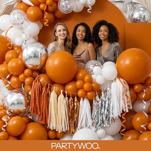 Orange Fall Color Balloons Set - 120pcs Burnt Orange Latex Party Supplies with Variation F53