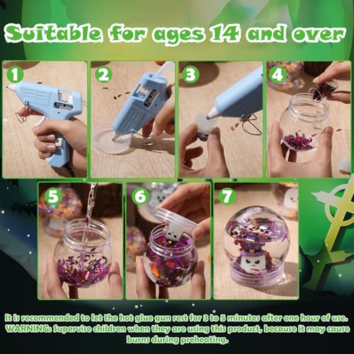 Halloween Snow Globe Kit - Purple Glow-in-the-Dark Ghosts, 12 Sets DIY Halloween Decor