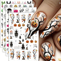 Halloween Nail Stickers Pumpkin Ghost Bat Web Skull Floral DIY Self-Adhesive Decor - Style 8
