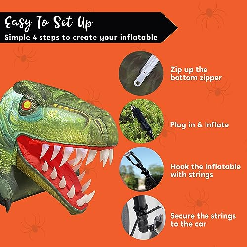 Inflatable Dinosaur Halloween Decoration with LED Lights, Trunk or Treat Car & Yard Display