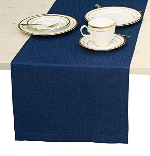 Navy Blue Waterproof Table Runner 14x48 Inches - Elegant Dining & Event Decor