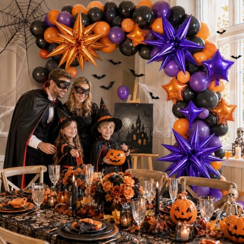 Purple Orange Star Balloon Set - Halloween & Party Decor, 14 pcs